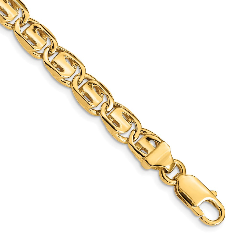 14K 7.5mm Hand Polished Fancy Link with Lobster Clasp Chain