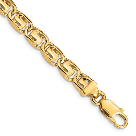 14K 7.5mm Hand Polished Fancy Link with Lobster Clasp Chain
