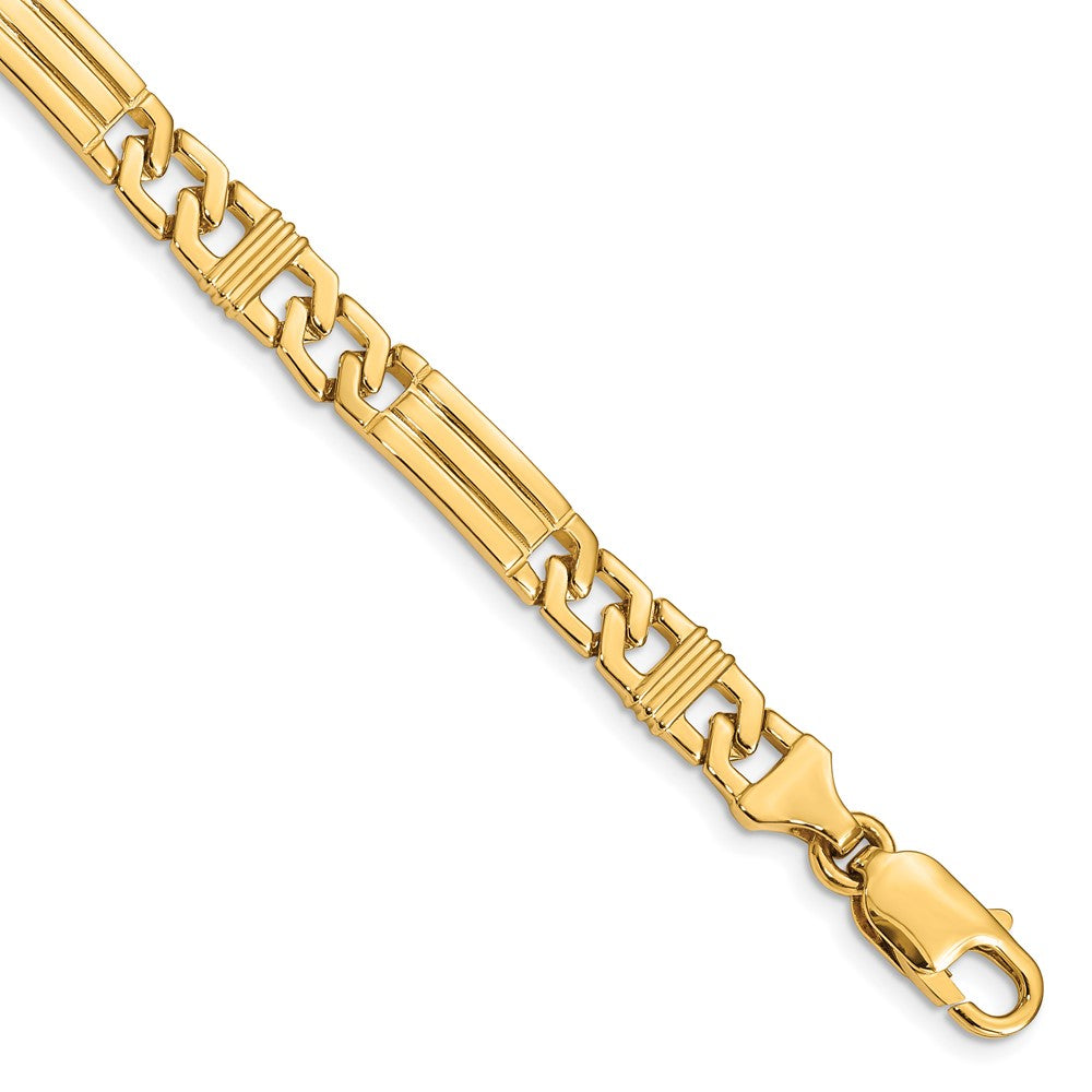 14K 7mm Hand Polished Fancy Link with Lobster Clasp Chain
