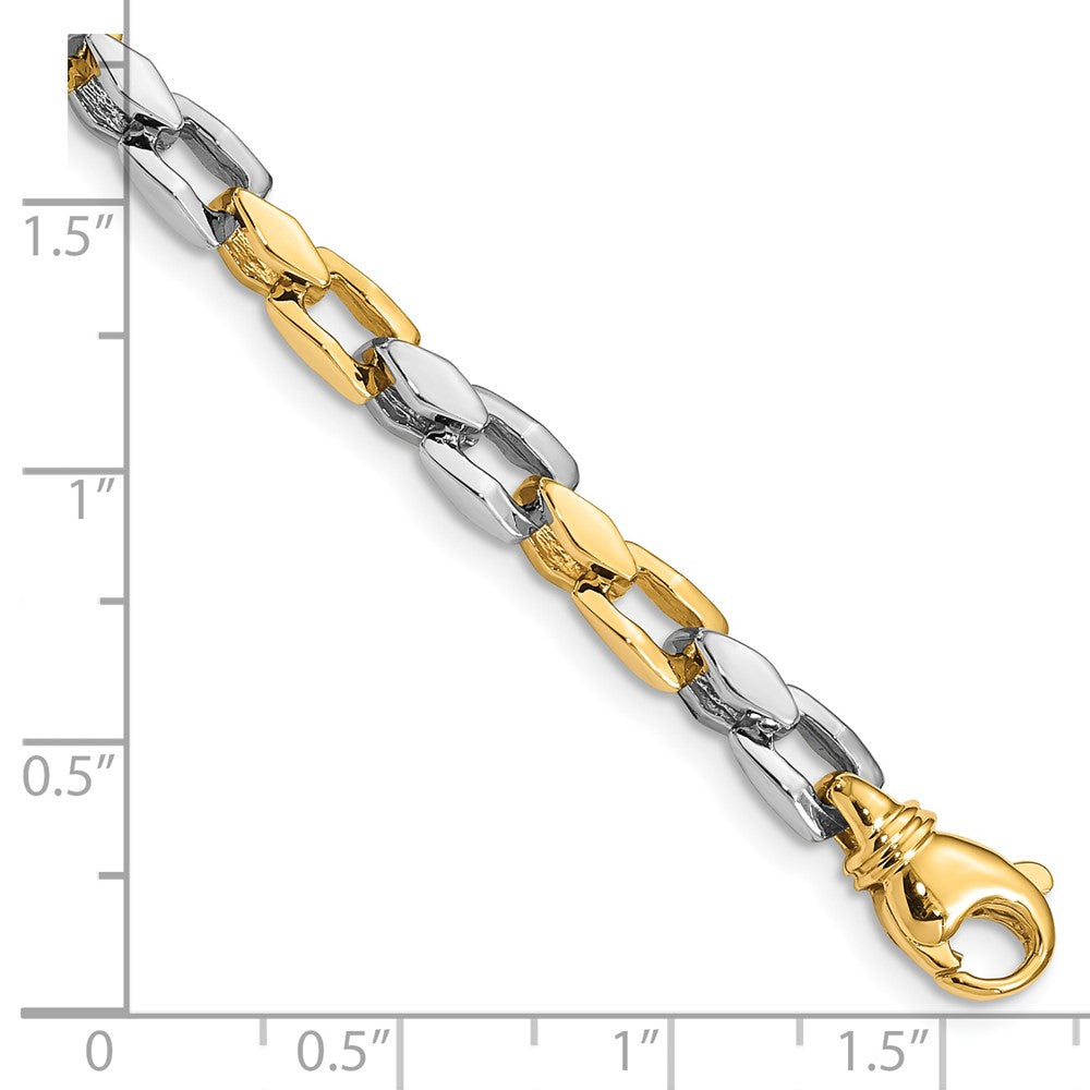 14K Two-tone 4.5mm Hand Polished Fancy Link with Fancy Lobster Clasp Chain