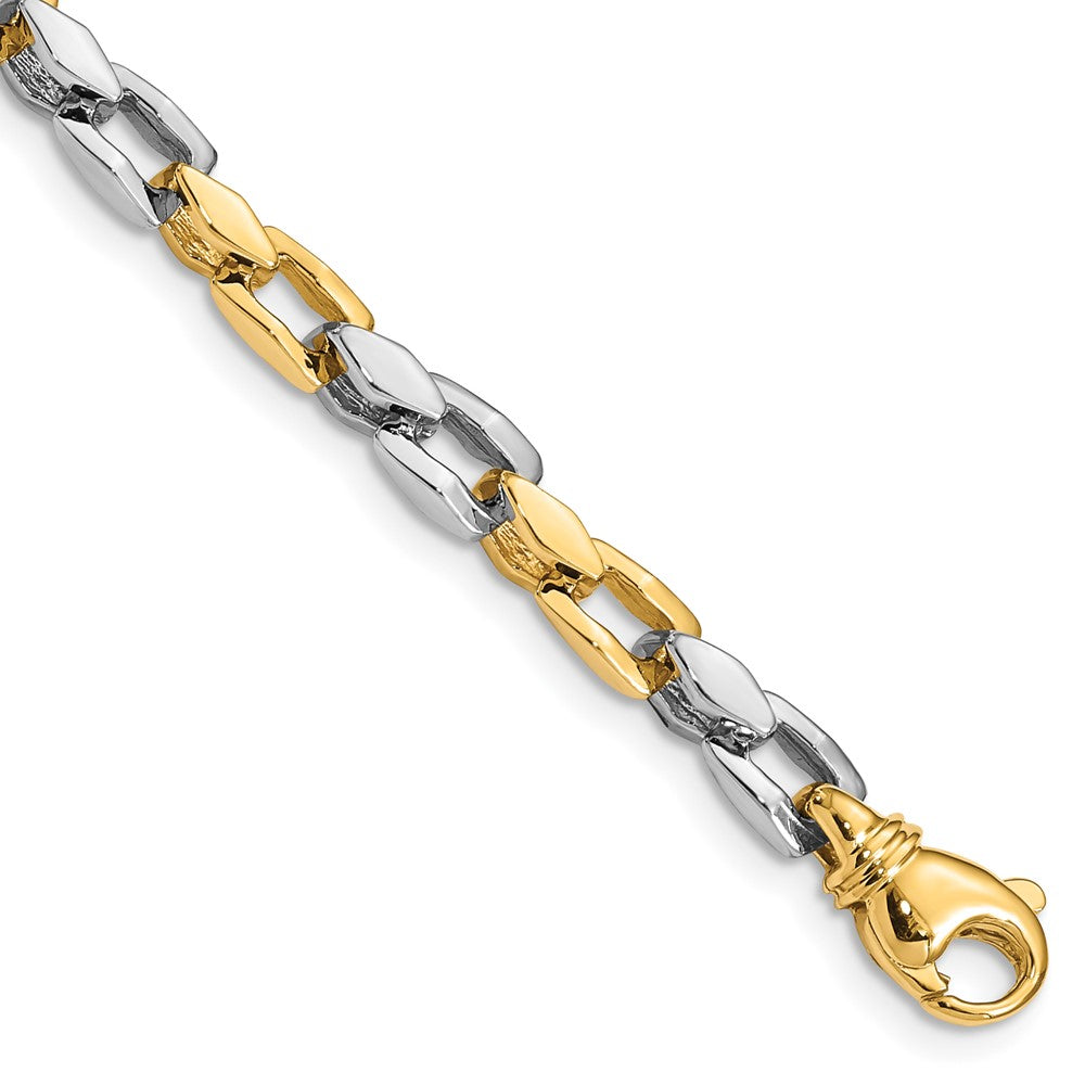 14K Two-tone 4.5mm Hand Polished Fancy Link with Fancy Lobster Clasp Chain
