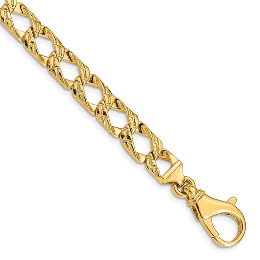14K 8.6mm Hand Polished Fancy Link with Fancy Lobster Clasp Chain