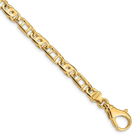 14K 5.5mm Hand Polished Fancy Link with Fancy Lobster Clasp Chain