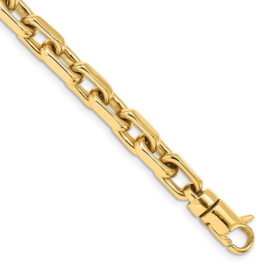 14K 7mm Hand Polished Fancy Link with Lobster Clasp Chain