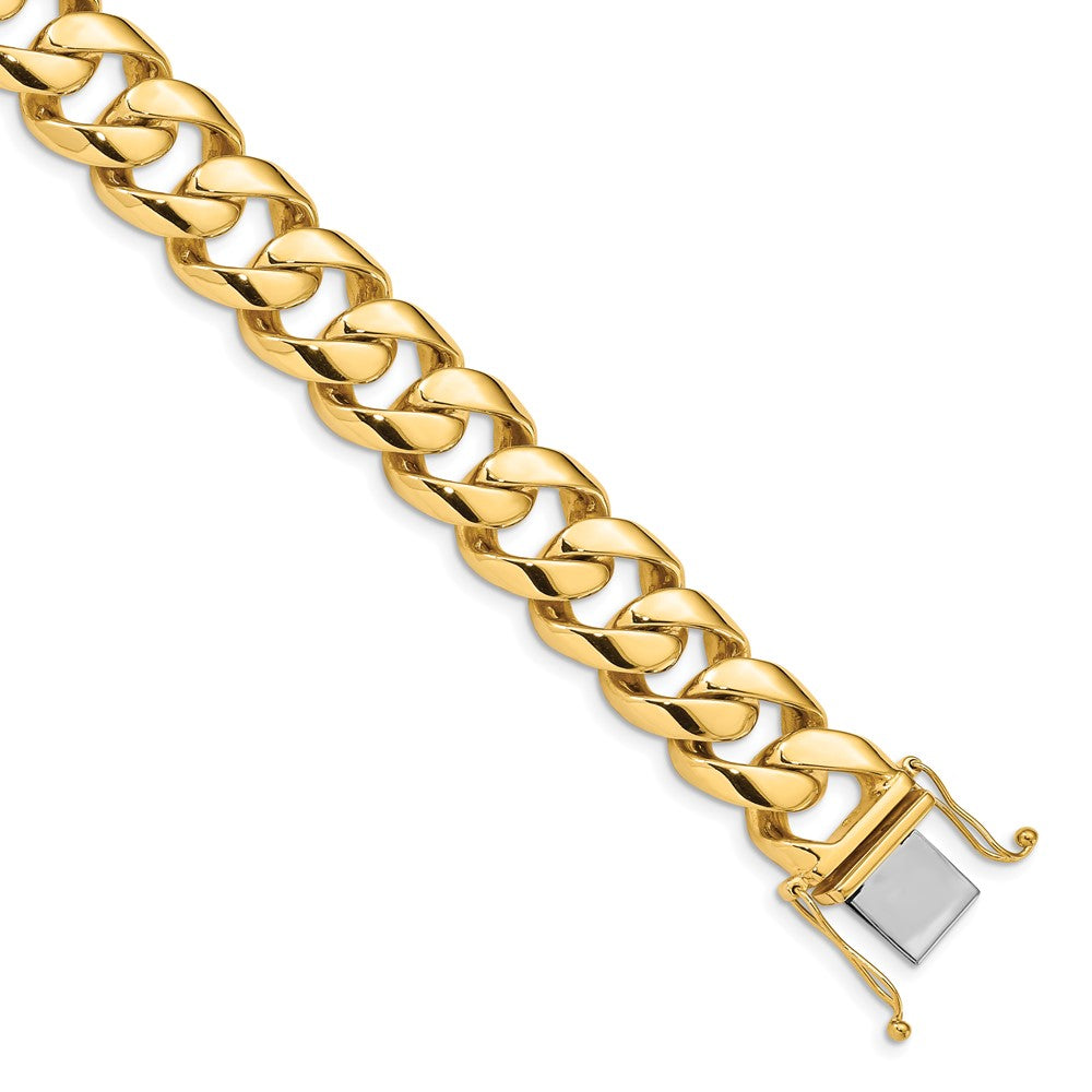 14K 16.15mm Hand Polished Fancy Link with Box Catch Clasp Chain