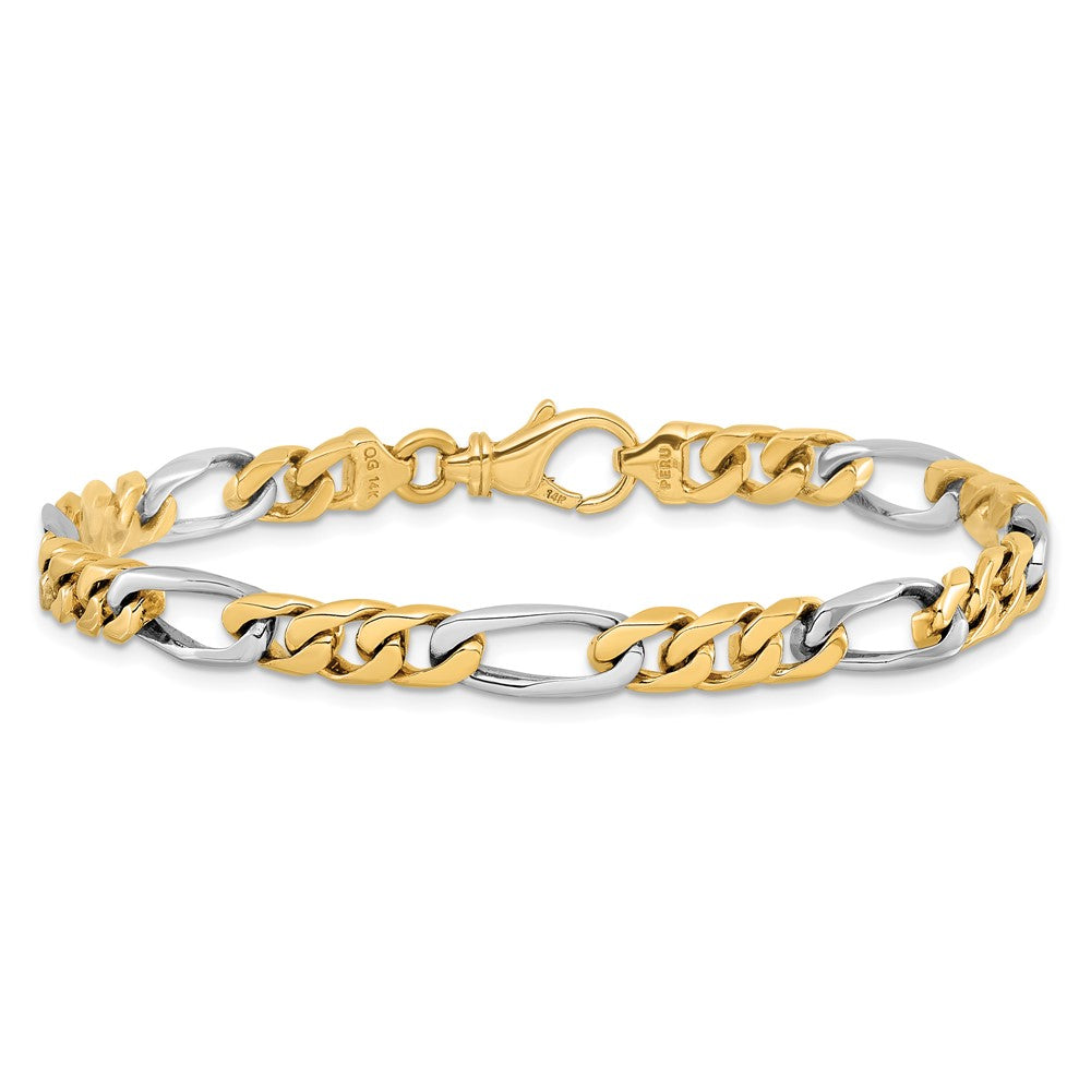 14K Two-tone 6.1mm Hand Polished Fancy Link with Fancy Lobster Clasp Chain