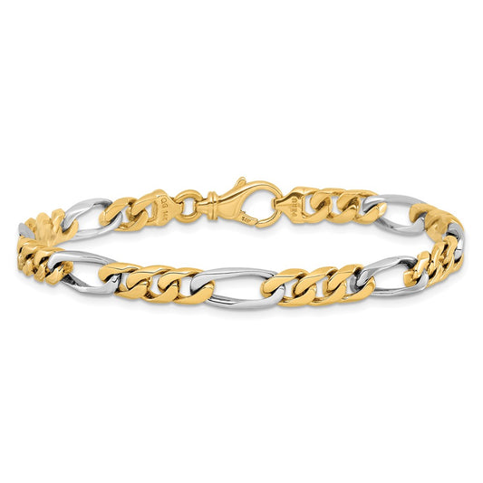 14K Two-tone 6.1mm Hand Polished Fancy Link with Fancy Lobster Clasp Chain