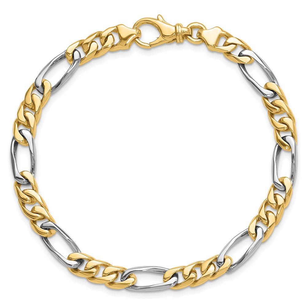 14K Two-tone 6.1mm Hand Polished Fancy Link with Fancy Lobster Clasp Chain