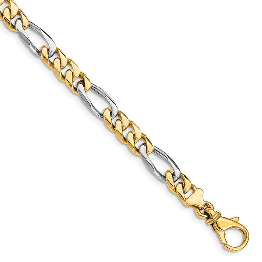 14K Two-tone 6.1mm Hand Polished Fancy Link with Fancy Lobster Clasp Chain