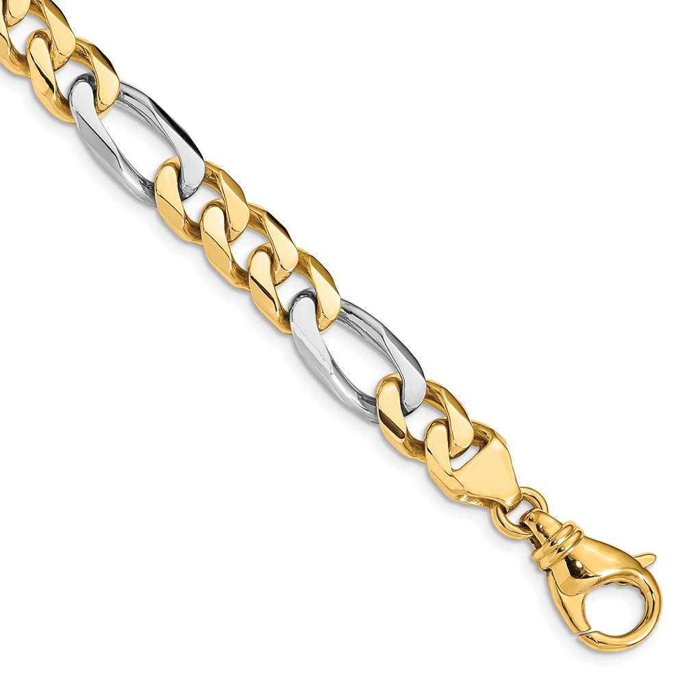 14K Two-tone 8.5mm Hand Polished Fancy Link with Fancy Lobster Clasp Chain