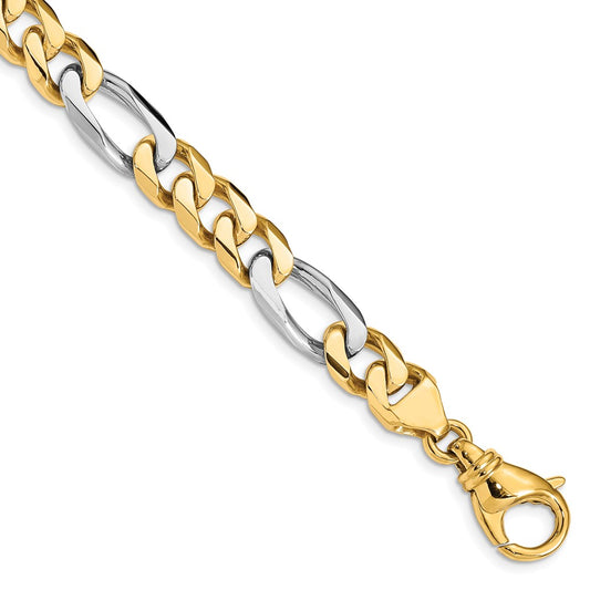 14K Two-tone 8.5mm Hand Polished Fancy Link with Fancy Lobster Clasp Chain