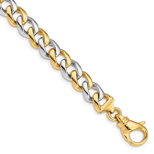 14K Two-tone 9.3mm Hand Polished Fancy Link with Fancy Lobster Clasp Chain