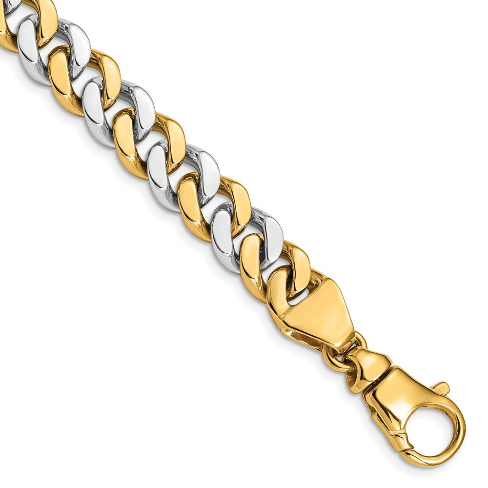 14K Two-tone 10mm Hand Polished Fancy Link with Fancy Lobster Clasp Chain