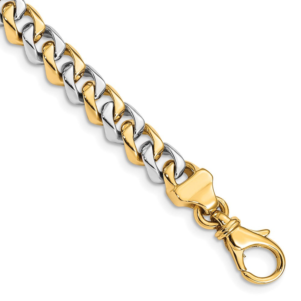 14K Two-tone 6.85mm Hand Polished Fancy Link with Fancy Lobster Clasp Chain