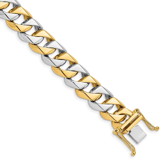 14K Two-tone 11.2mm Hand Polished Fancy Link with Box Catch Clasp Chain