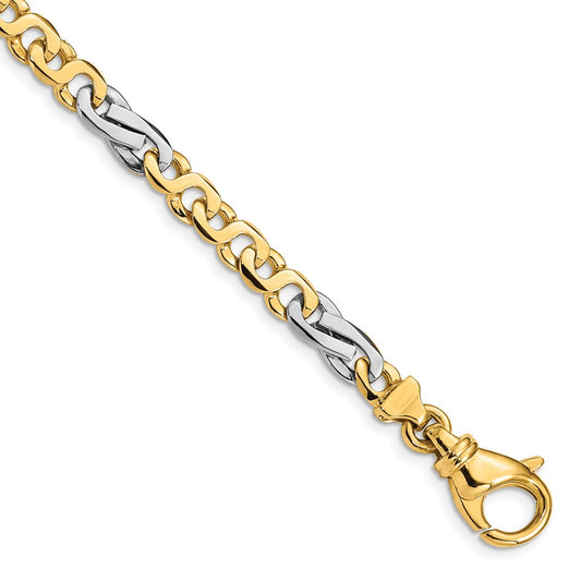 14K Two-tone 5.8mm Hand Polished Fancy Link with Fancy Lobster Clasp Chain