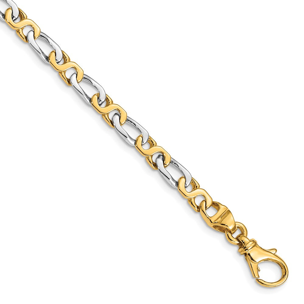 14K Two-tone 4.8mm Hand Polished Fancy Link with Fancy Lobster Clasp Chain