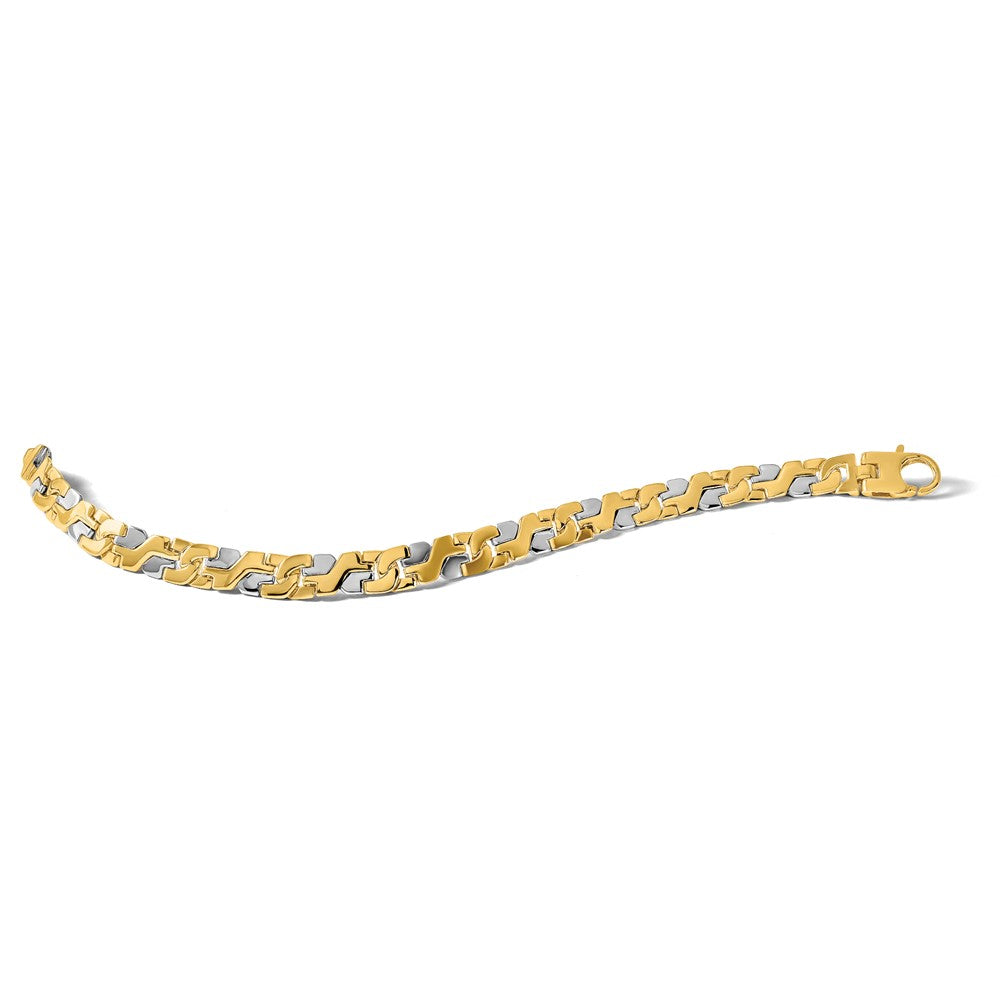14K Two-tone 8.8mm Hand Polished Fancy Link with Fancy Lobster Clasp Bracelet