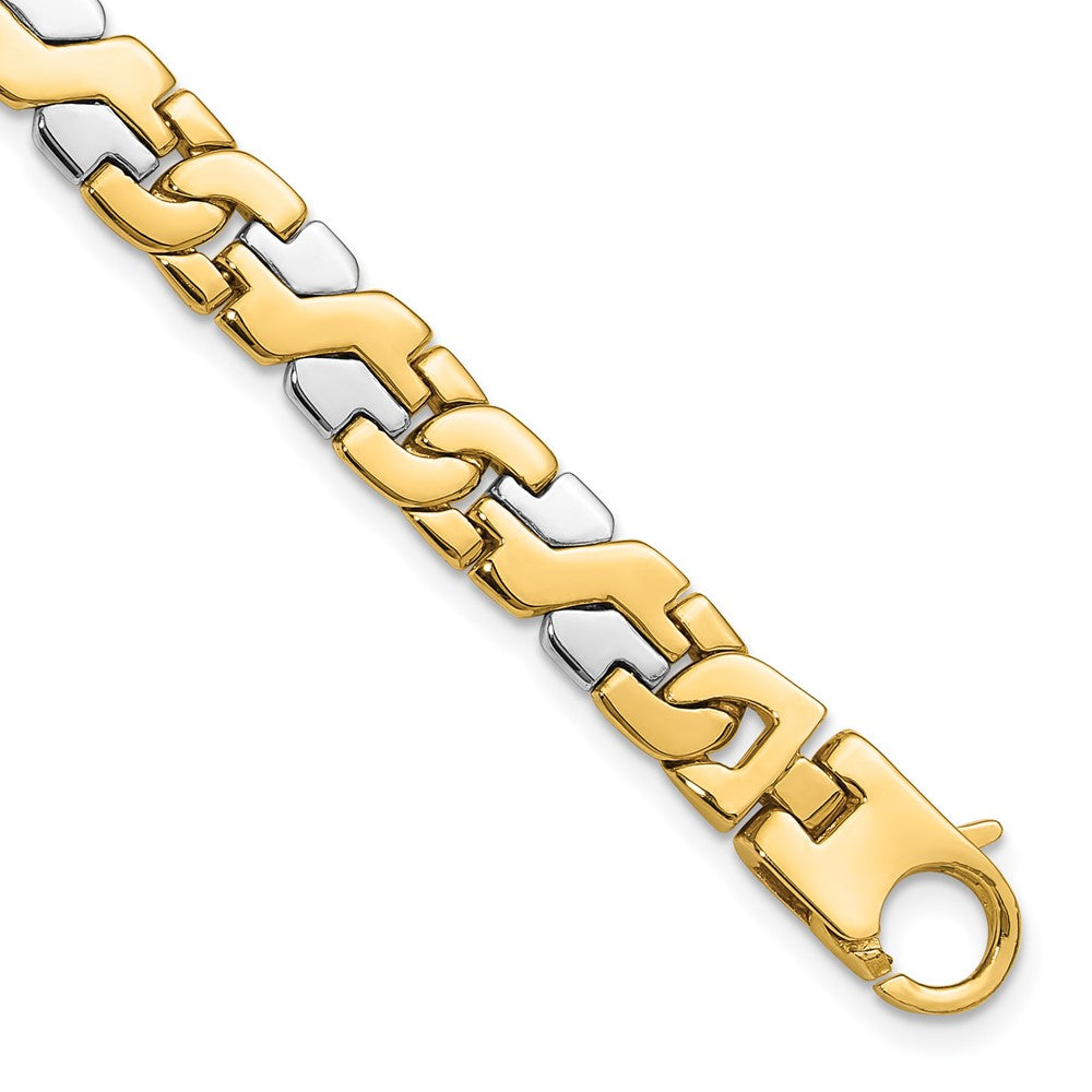 14K Two-tone 8.8mm Hand Polished Fancy Link with Fancy Lobster Clasp Bracelet