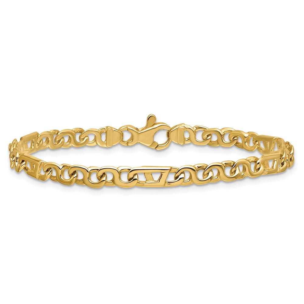 14K 4.3mm Hand Polished Fancy Link with Fancy Lobster Clasp Chain