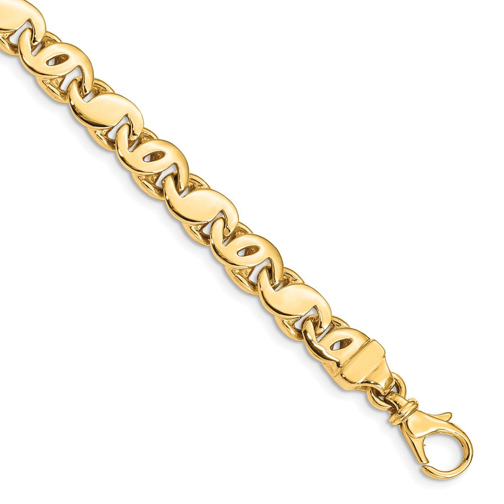 14K 7.3mm Hand Polished Fancy S-Link with Fancy Lobster Clasp Chain
