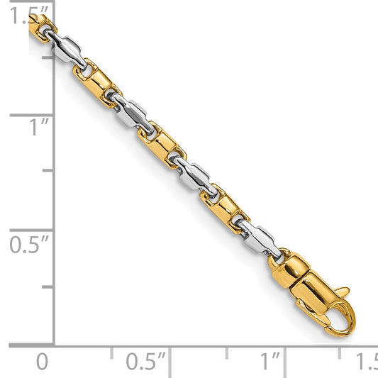 14K Two-tone 2.5mm Hand Polished Fancy Link with Lobster Clasp Chain