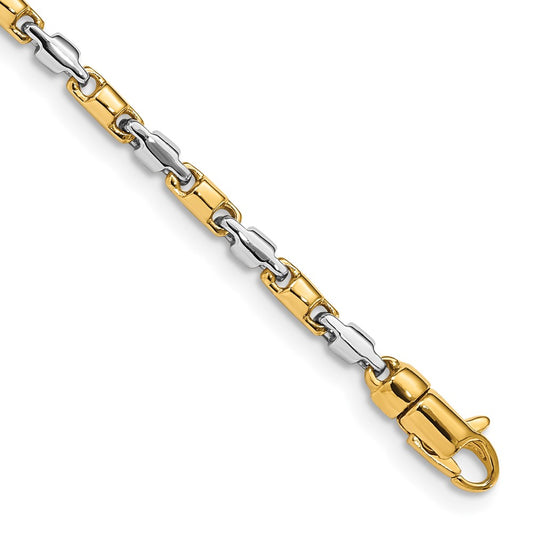 14K Two-tone 2.5mm Hand Polished Fancy Link with Lobster Clasp Chain