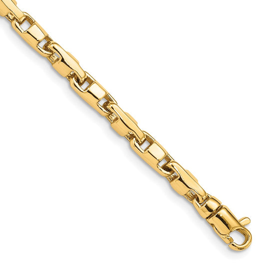 14K 4mm Hand Polished Fancy Link with Lobster Clasp Chain