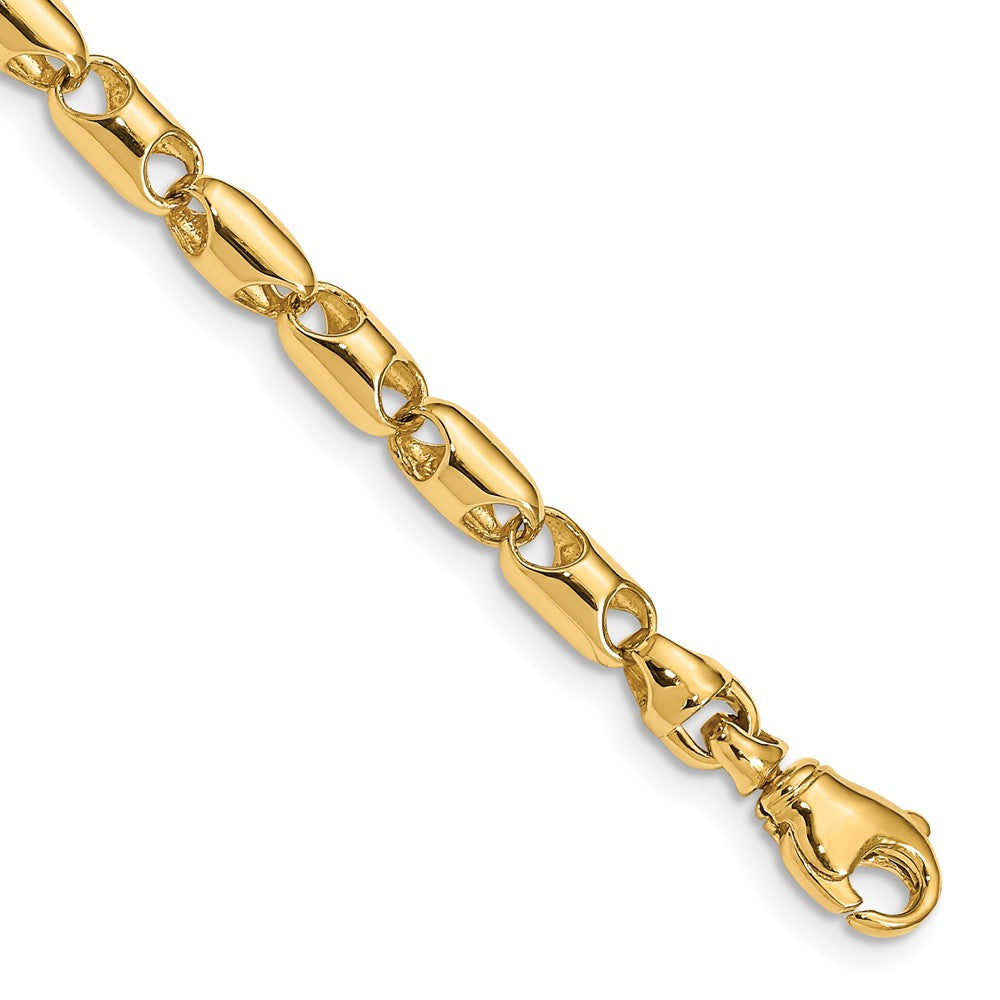 14K 4.1mm Fancy Barrel Link with Fancy Lobster Clasp Bracelet