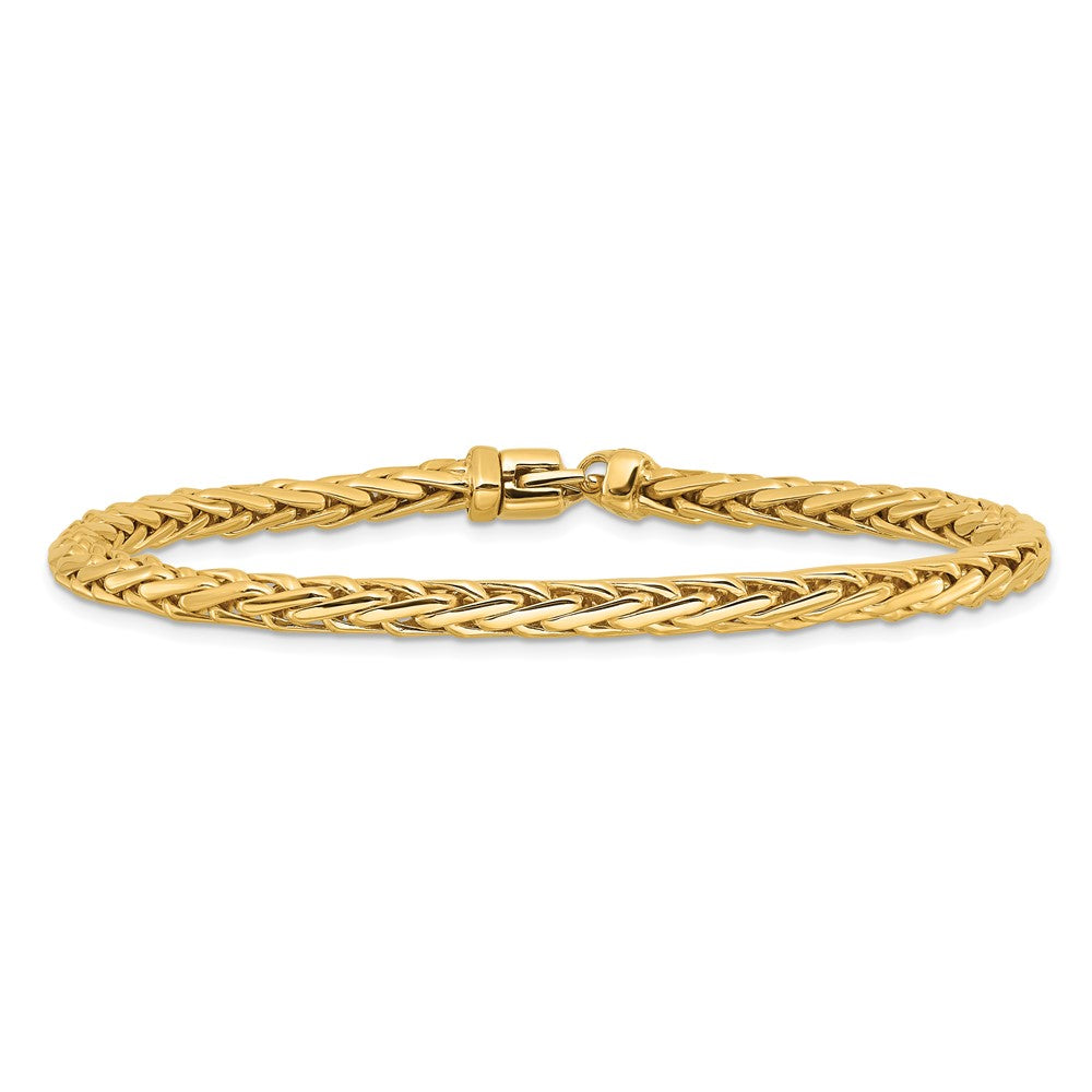 14K 4.4mm Hand Polished Flat-Edged Woven Link with Lobster Clasp Bracelet