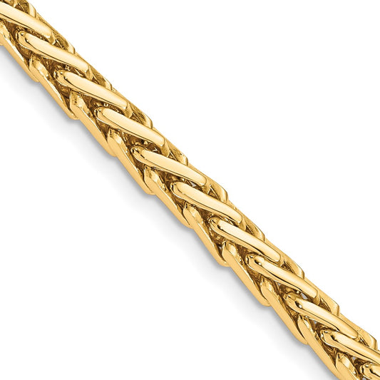 14K 4.4mm Hand Polished Flat-Edged Woven Link with Lobster Clasp Chain