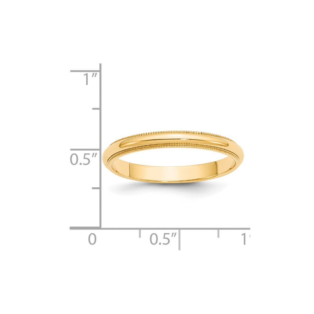 14k Yellow Gold 3mm Milgrain Half Round Wedding Band