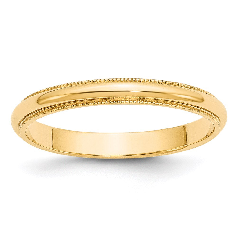 14k Yellow Gold 3mm Milgrain Half Round Wedding Band 