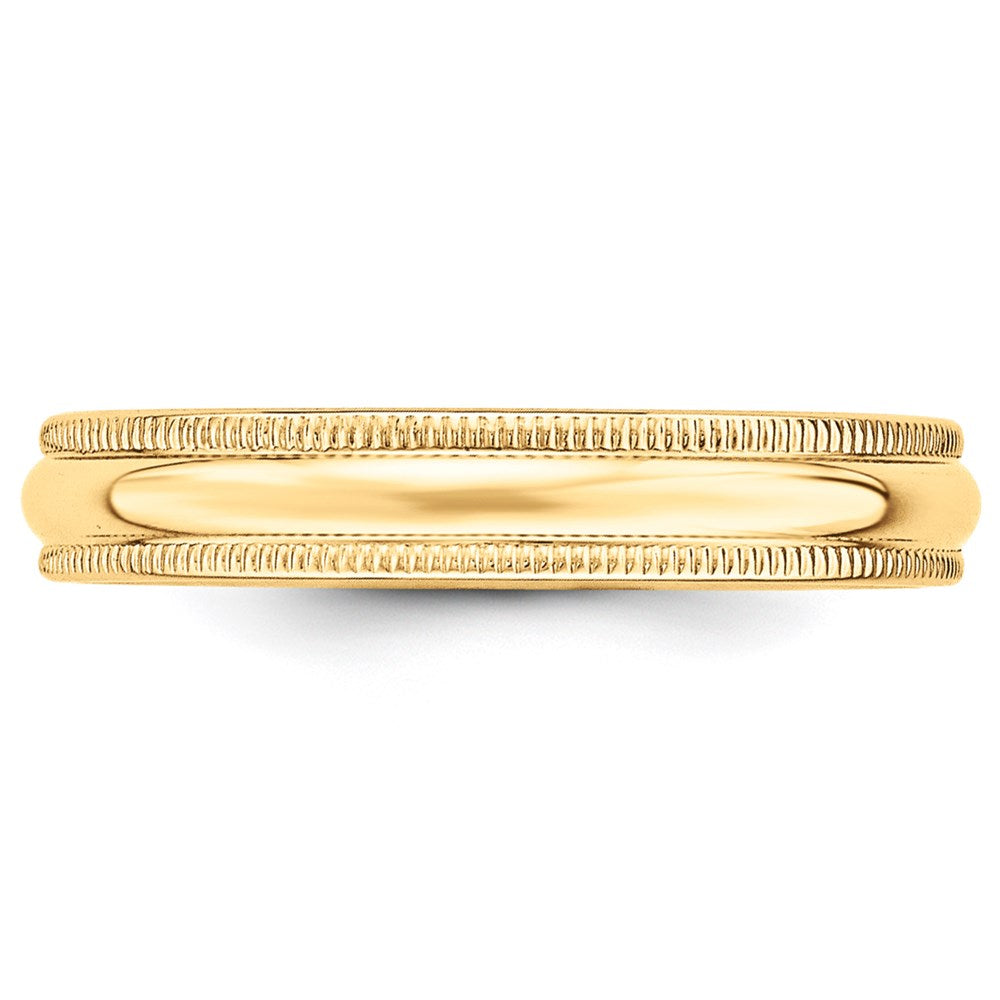 14k Yellow Gold 4mm Milgrain Half Round Wedding Band