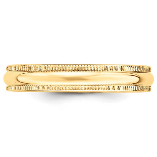 14k Yellow Gold 4mm Milgrain Half Round Wedding Band