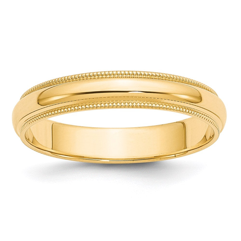 14k Yellow Gold 4mm Milgrain Half Round Wedding Band 