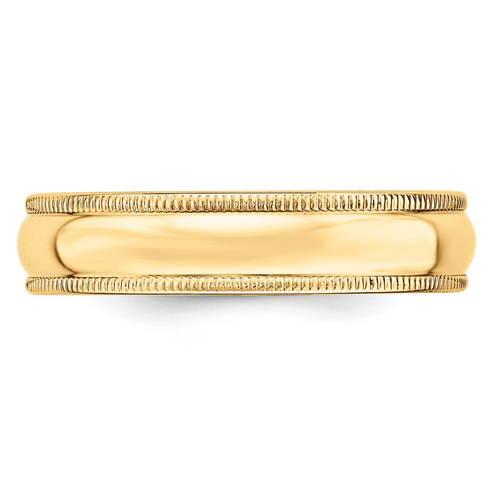 14k Yellow Gold 5mm Milgrain Half Round Wedding Band
