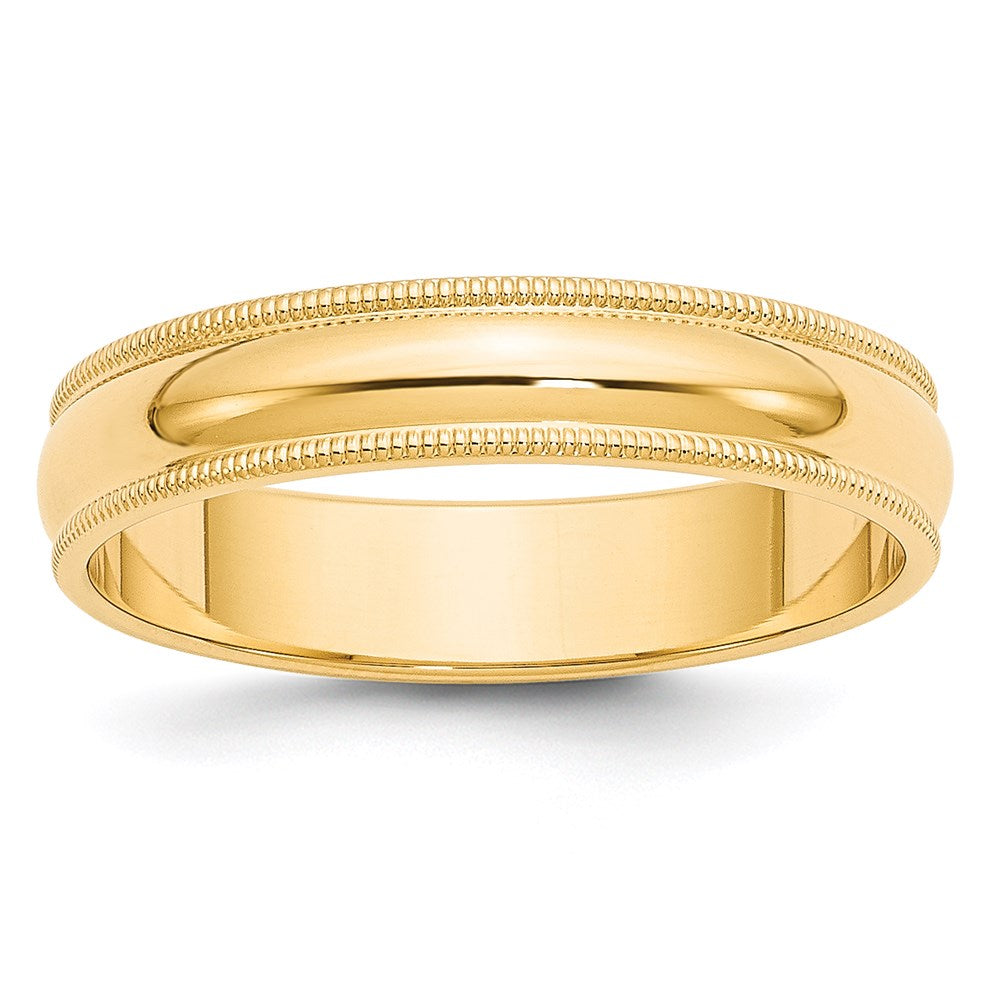14k Yellow Gold 5mm Milgrain Half Round Wedding Band 