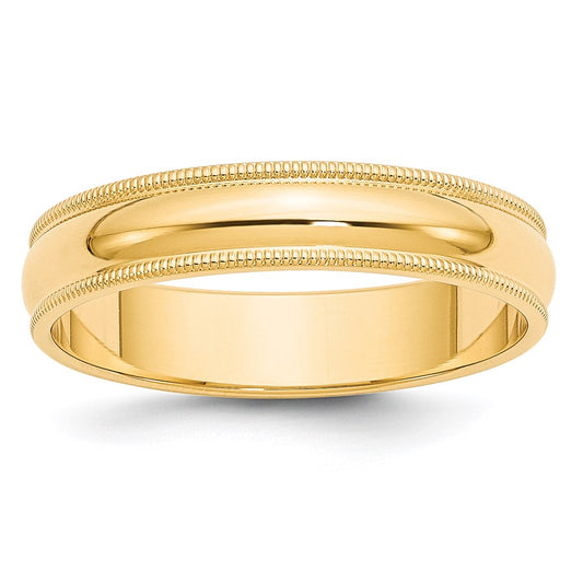 14k Yellow Gold 5mm Milgrain Half Round Wedding Band 