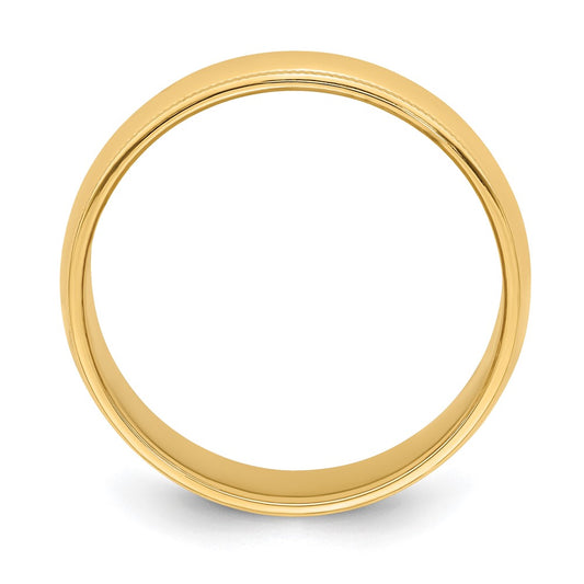 14k Yellow Gold 6mm Milgrain Half Round Wedding Band