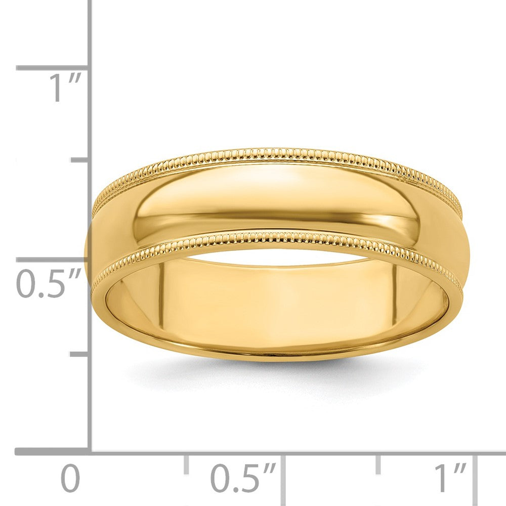 14k Yellow Gold 6mm Milgrain Half Round Wedding Band