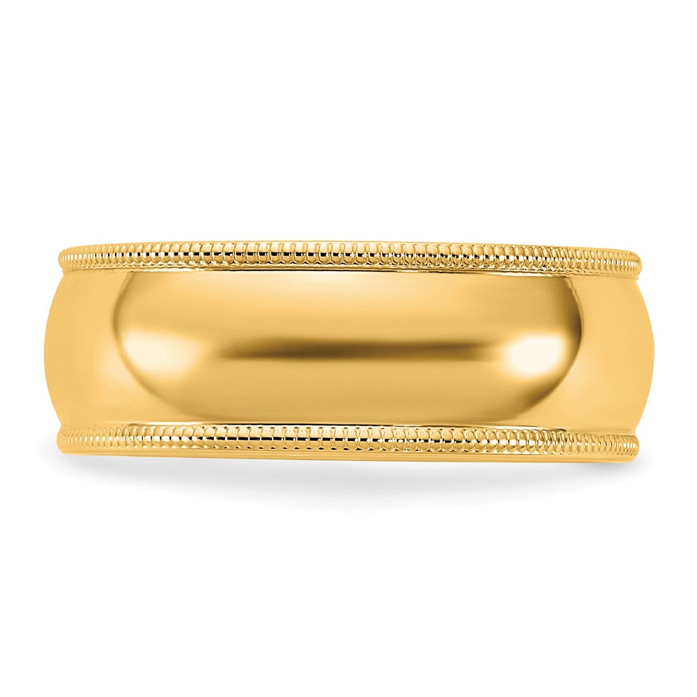 14KY 7mm Milgrain Half Round Band