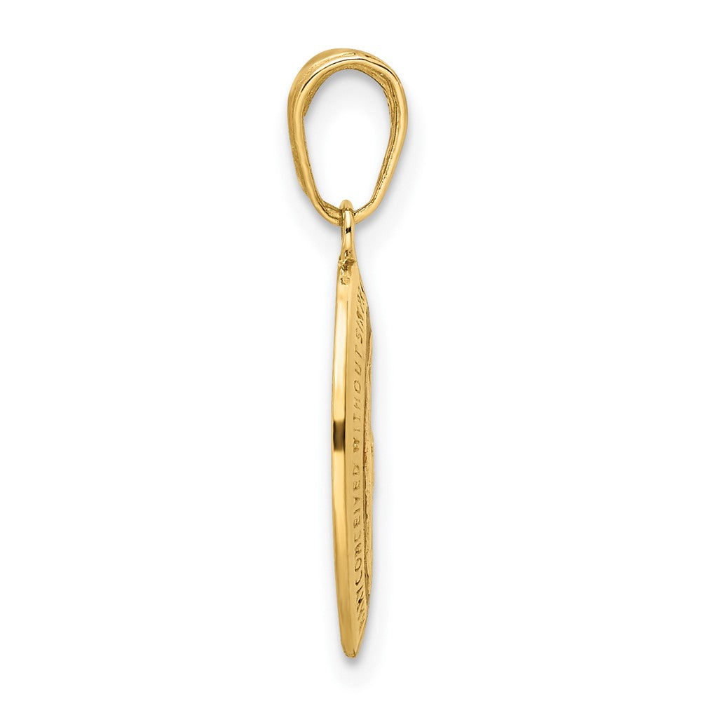 14k Solid Red Enameled Miraculous Medal Oval Pendant