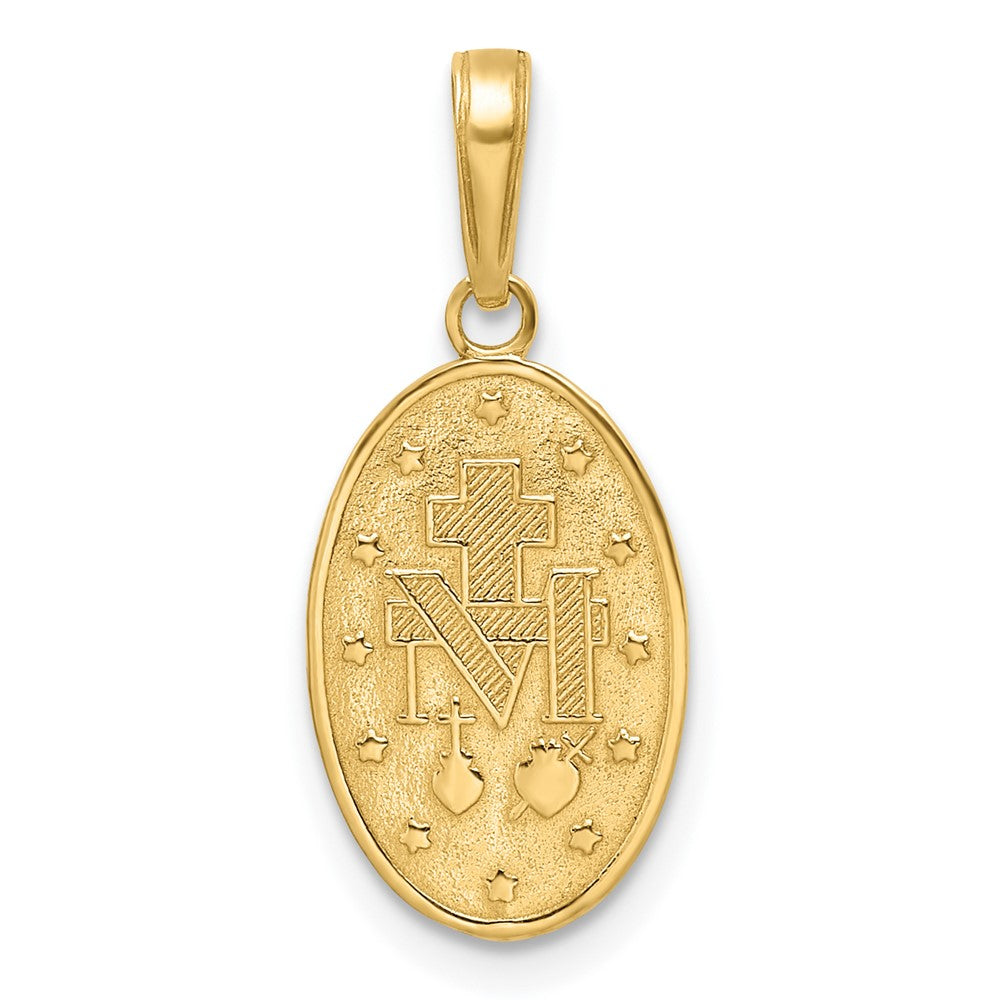 14k Solid Red Enameled Miraculous Medal Oval Pendant