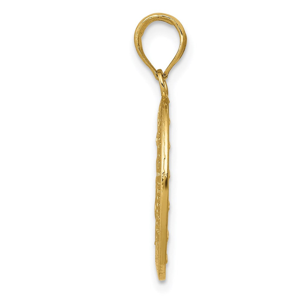 14k Polished and Satin Solid Miraculous Medal Oval Pendant