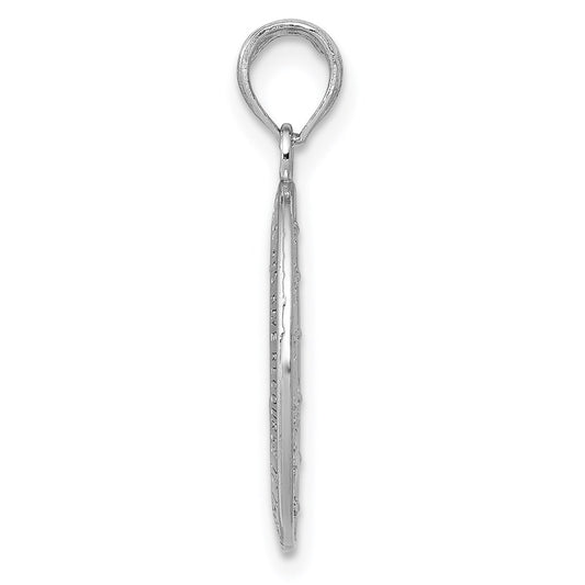 14k White Gold Polished and Satin Solid Miraculous Medal Oval Pendant