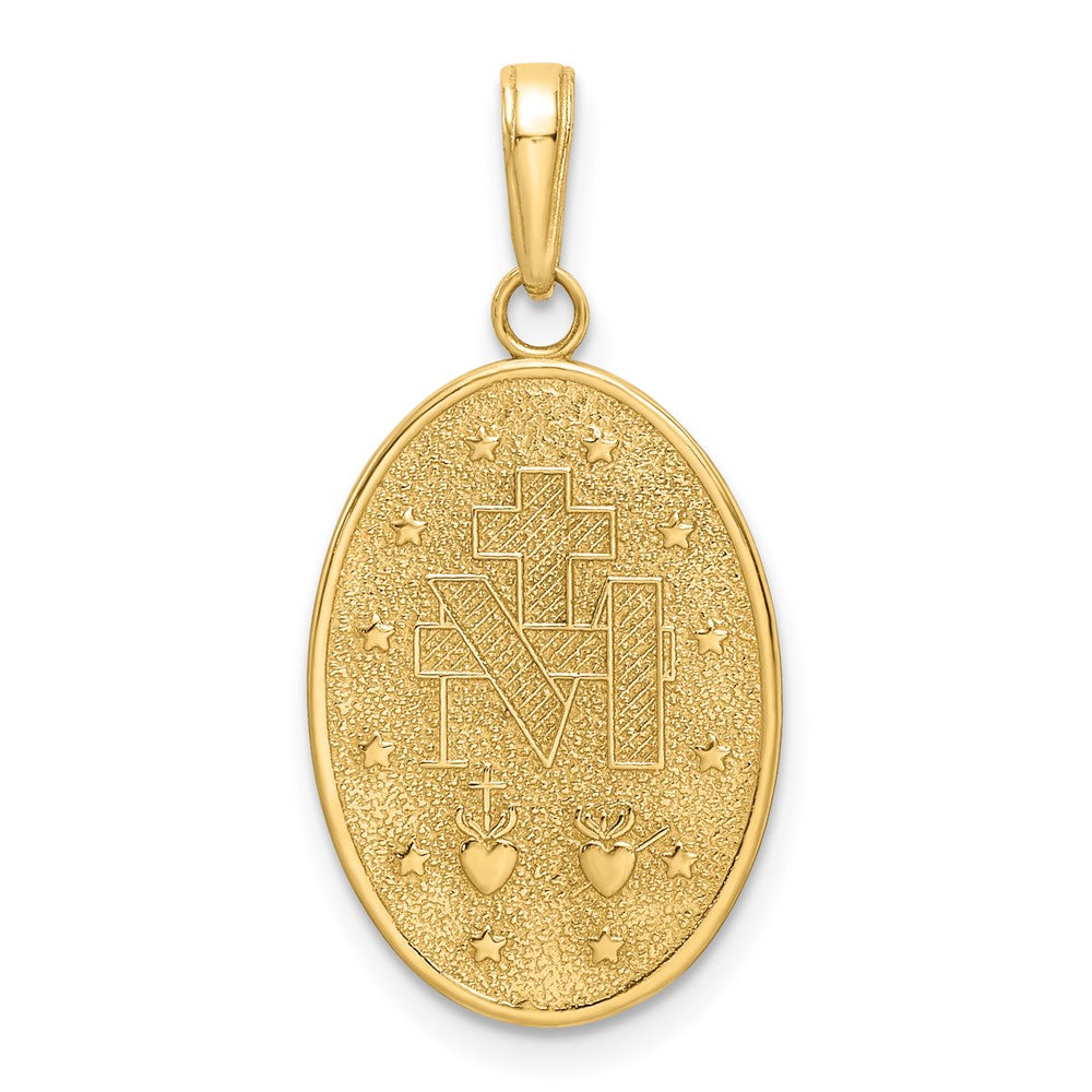 14k Solid Red Enameled Miraculous Medal Oval Pendant