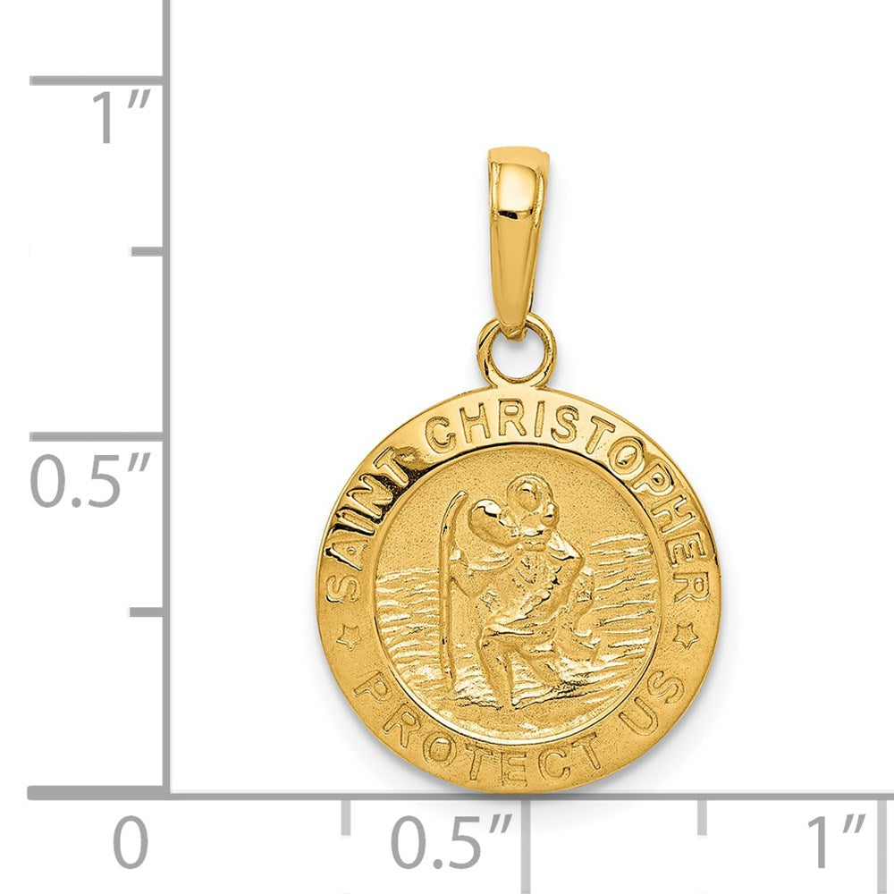 14k Polished Solid Saint Christopher Medal Charm