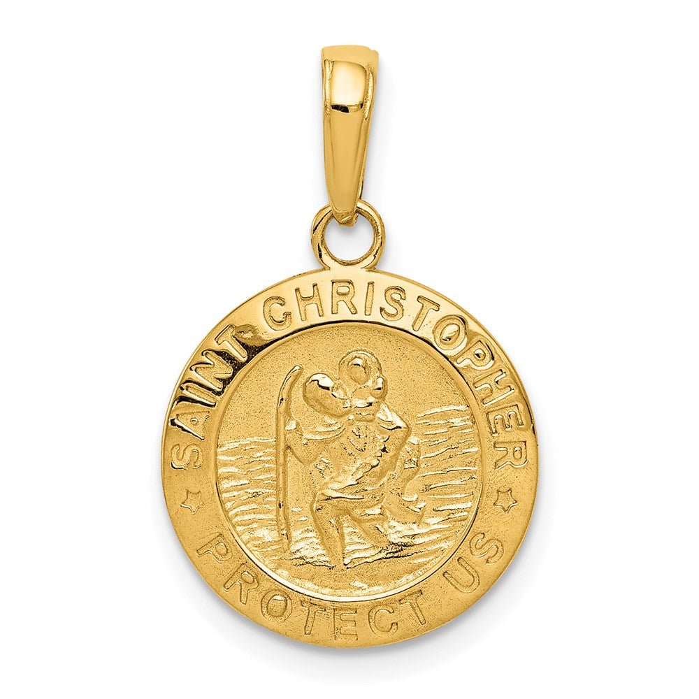 14k Polished Solid Saint Christopher Medal Charm