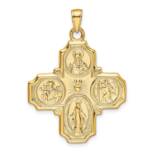 14k Polished Four-Way Medal Pendant